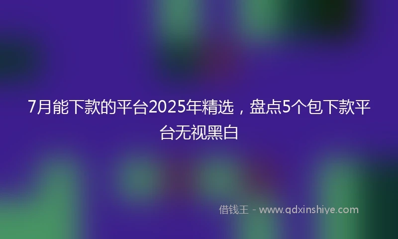 7月能下款的平台2025年精选，盘点5个包下款平台无视黑白