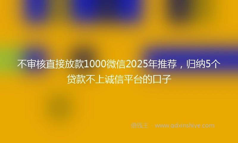 不审核直接放款1000微信2025年推荐，归纳5个贷款不上诚信平台的口子
