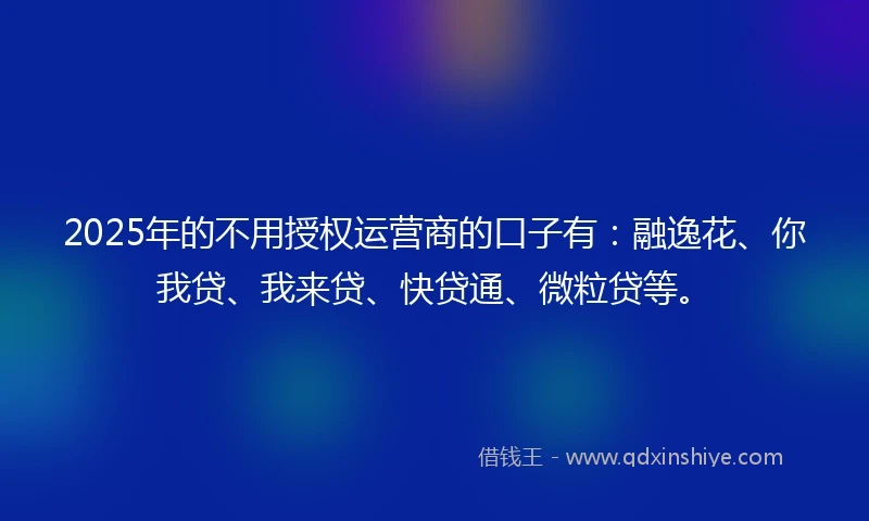 2025年的不用授权运营商的口子有：融逸花、你我贷、我来贷、快贷通、微粒贷等。
