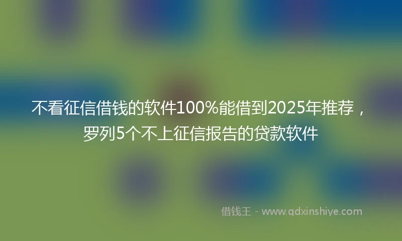 不看征信借钱的软件100%能借到2025年推荐，罗列5个不上征信报告的贷款软件