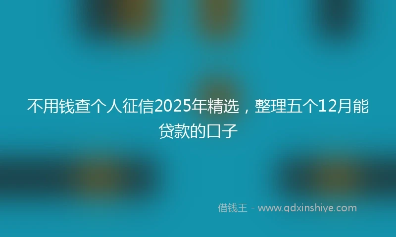 不用钱查个人征信2025年精选，整理五个12月能贷款的口子