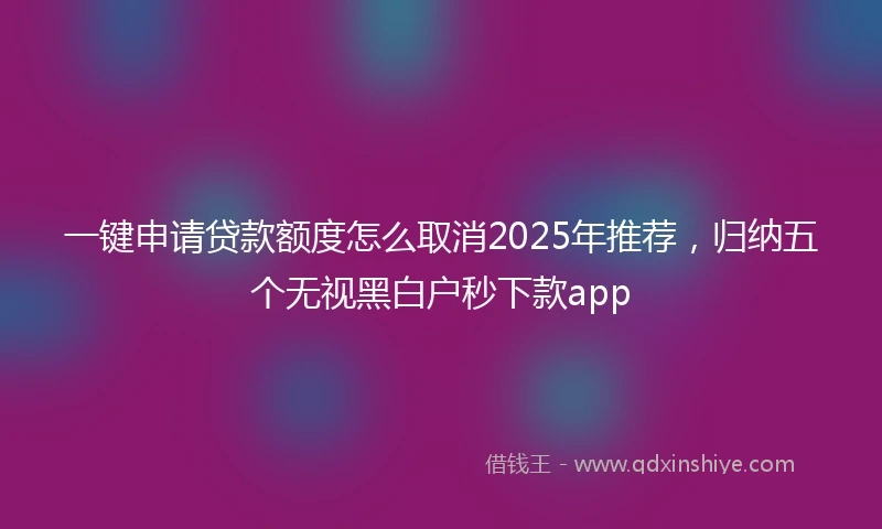 一键申请贷款额度怎么取消2025年推荐，归纳五个无视黑白户秒下款app
