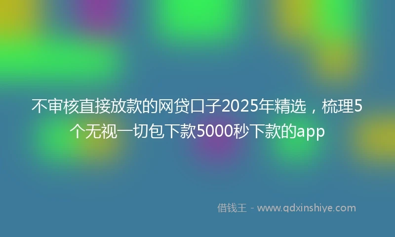 不审核直接放款的网贷口子2025年精选，梳理5个无视一切包下款5000秒下款的app