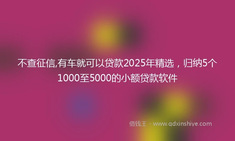 不查征信,有车就可以贷款2025年精选，归纳5个1000至5000的小额贷款软件