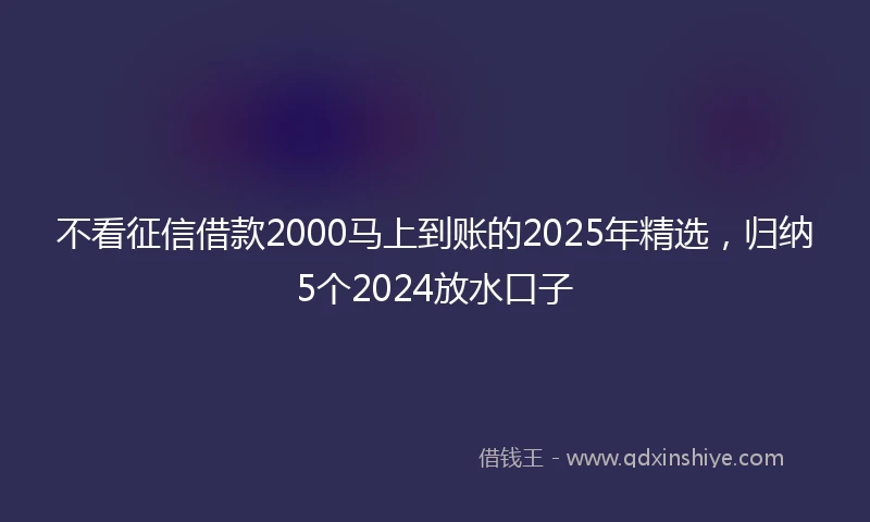 不看征信借款2000马上到账的2025年精选,归纳5个2024放水口子