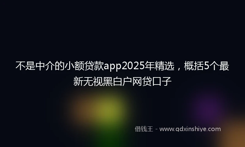 不是中介的小额贷款app2025年精选，概括5个最新无视黑白户网贷口子