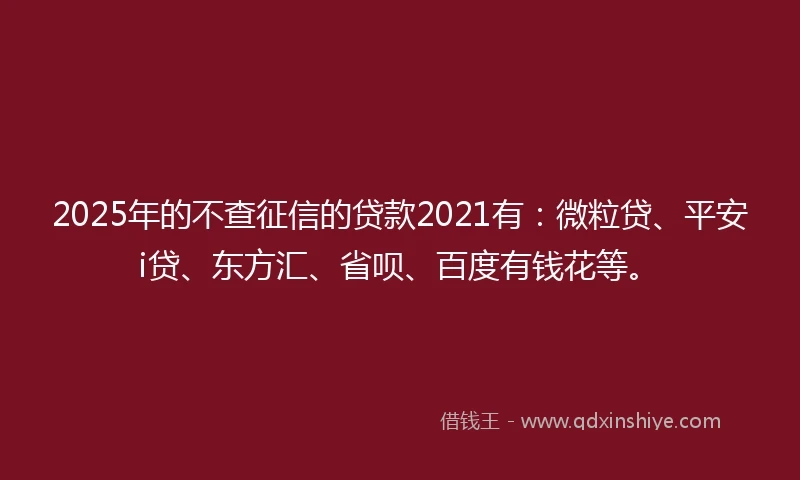 2025年的不查征信的贷款2021有：微粒贷、平安i贷、东方汇、省呗、百度有钱花等。