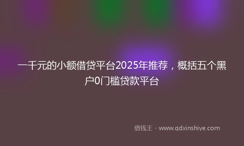 一千元的小额借贷平台2025年推荐，概括五个黑户0门槛贷款平台