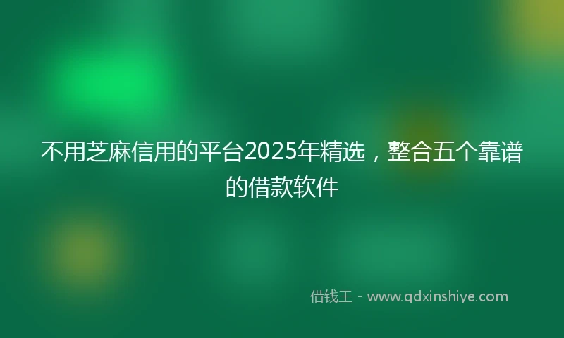 不用芝麻信用的平台2025年精选，整合五个靠谱的借款软件