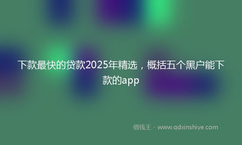 下款最快的贷款2025年精选，概括五个黑户能下款的app