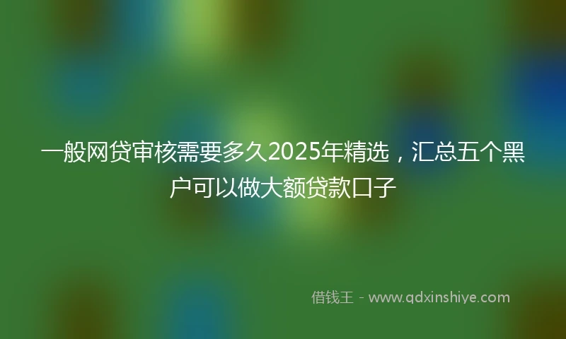一般网贷审核需要多久2025年精选，汇总五个黑户可以做大额贷款口子