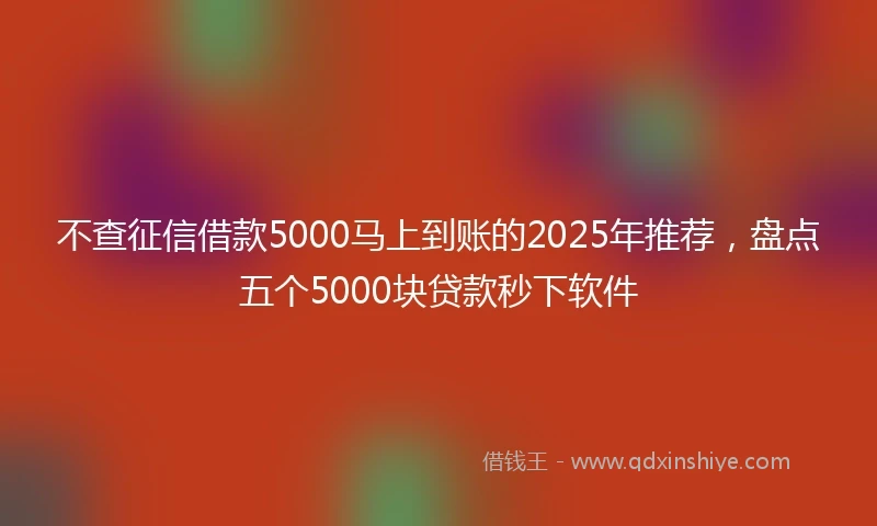 不查征信借款5000马上到账的2025年推荐，盘点五个5000块贷款秒下软件