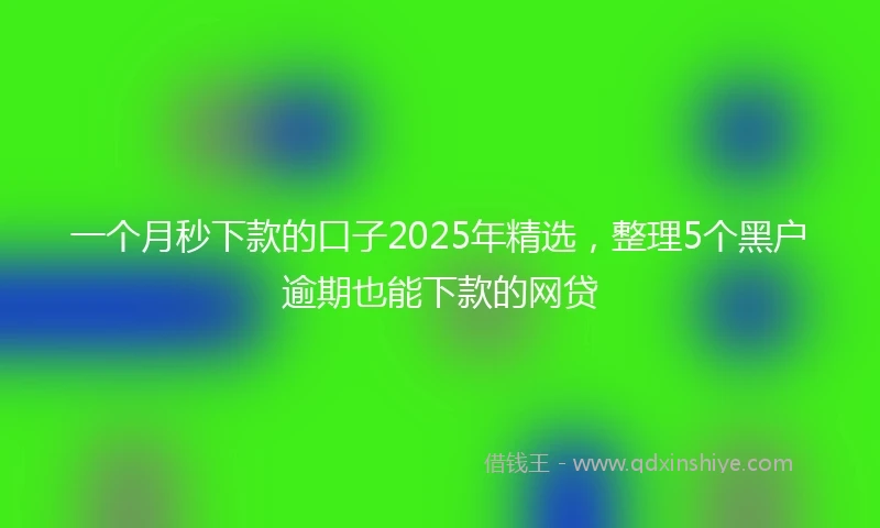 一个月秒下款的口子2025年精选，整理5个黑户逾期也能下款的网贷