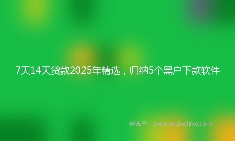 7天14天贷款2025年精选，归纳5个黑户下款软件