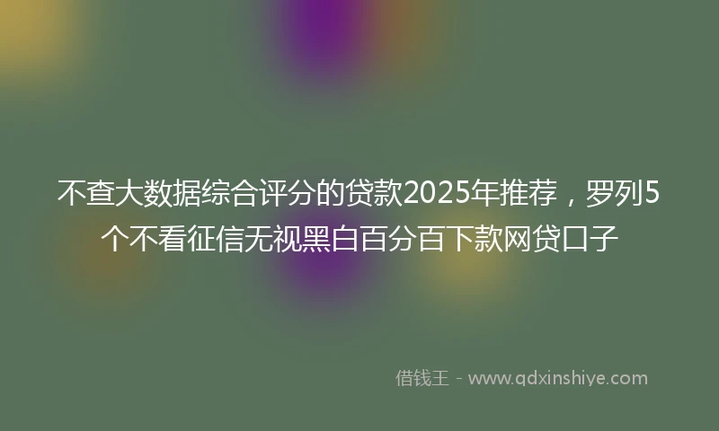 不查大数据综合评分的贷款2025年推荐，罗列5个不看征信无视黑白百分百下款网贷口子