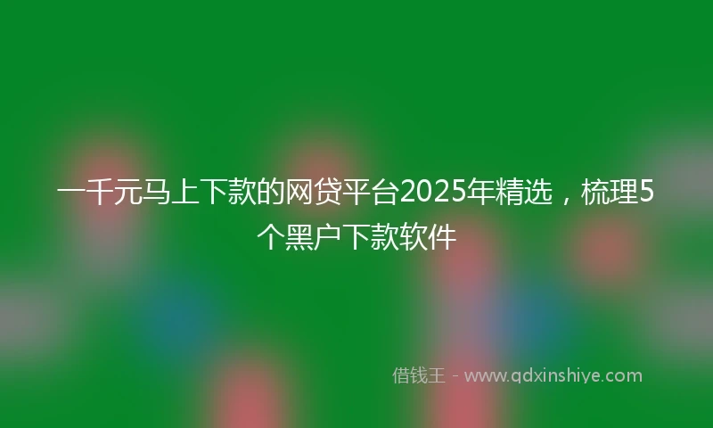 一千元马上下款的网贷平台2025年精选，梳理5个黑户下款软件