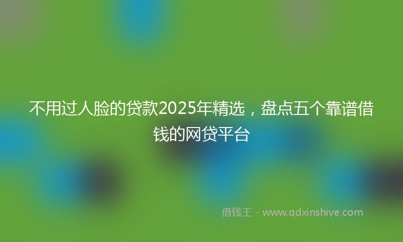 不用过人脸的贷款2025年精选，盘点五个靠谱借钱的网贷平台