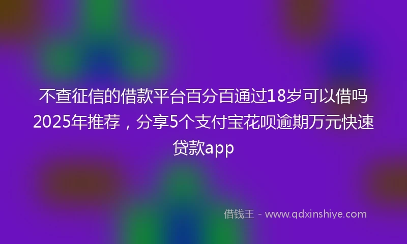 不查征信的借款平台百分百通过18岁可以借吗2025年推荐，分享5个支付宝花呗逾期万元快速贷款app