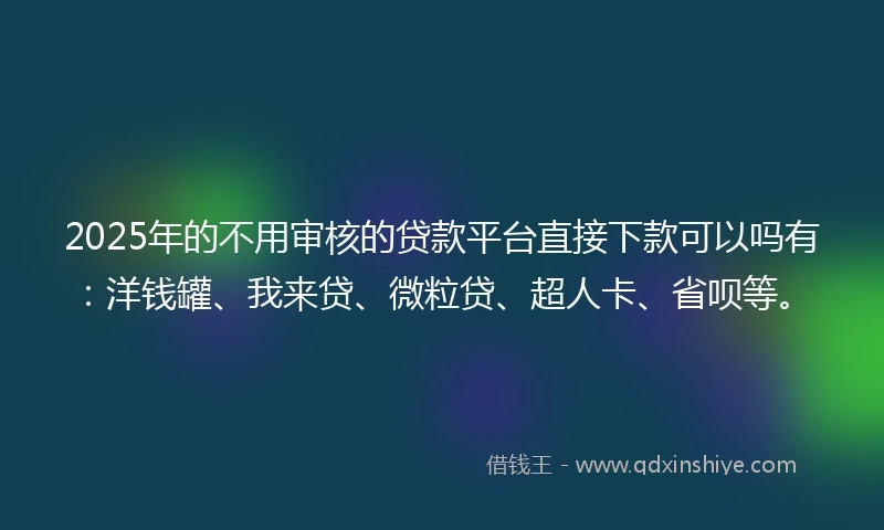 2025年的不用审核的贷款平台直接下款可以吗有：洋钱罐、我来贷、微粒贷、超人卡、省呗等。