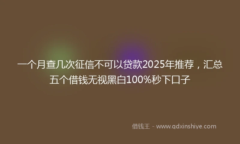 一个月查几次征信不可以贷款2025年推荐，汇总五个借钱无视黑白100%秒下口子