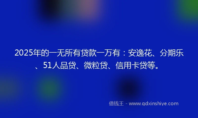2025年的一无所有贷款一万有：安逸花、分期乐、51人品贷、微粒贷、信用卡贷等。