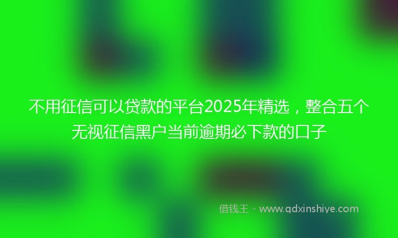 不用征信可以贷款的平台2025年精选，整合五个无视征信黑户当前逾期必下款的口子