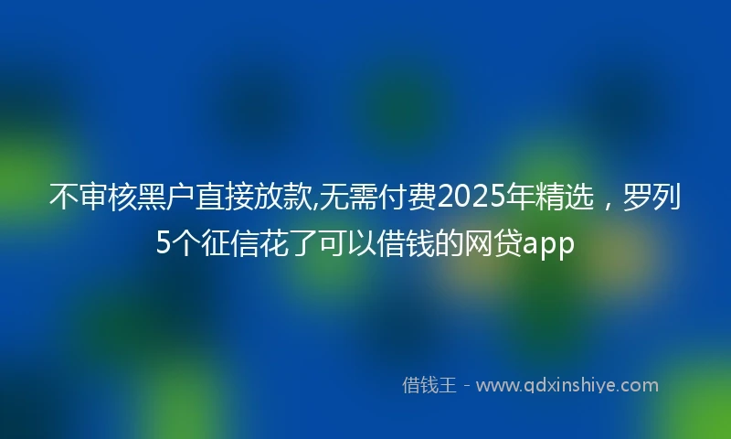 不审核黑户直接放款,无需付费2025年精选，罗列5个征信花了可以借钱的网贷app