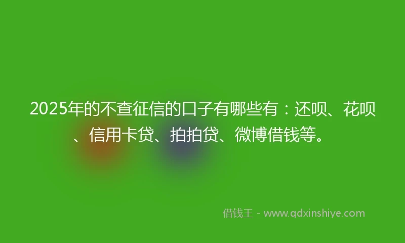 2025年的不查征信的口子有哪些有：还呗、花呗、信用卡贷、拍拍贷、微博借钱等。