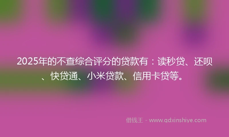 2025年的不查综合评分的贷款有：读秒贷、还呗、快贷通、小米贷款、信用卡贷等。