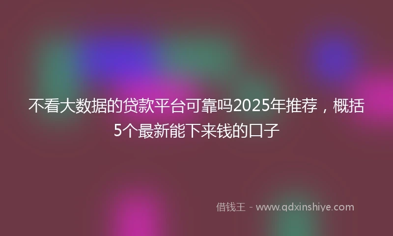 不看大数据的贷款平台可靠吗2025年推荐,概括5个最新能下来钱的口子