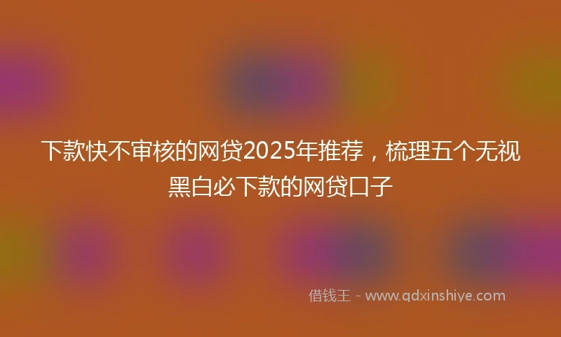 下款快不审核的网贷2025年推荐，梳理五个无视黑白必下款的网贷口子