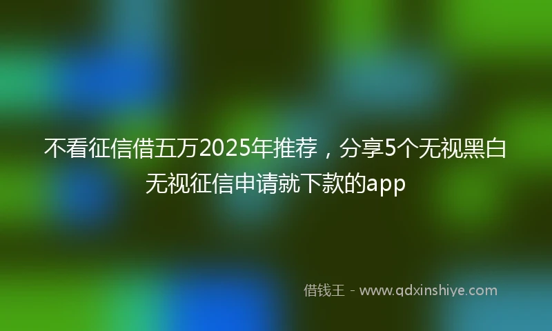 不看征信借五万2025年推荐，分享5个无视黑白无视征信申请就下款的app