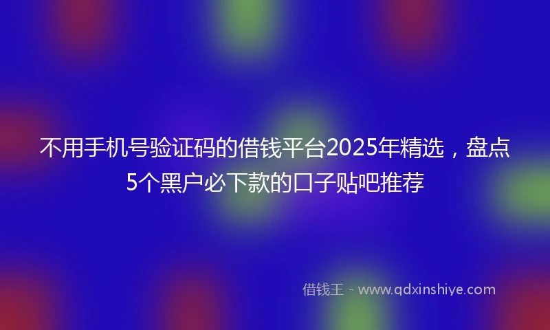 不用手机号验证码的借钱平台2025年精选，盘点5个黑户必下款的口子贴吧推荐