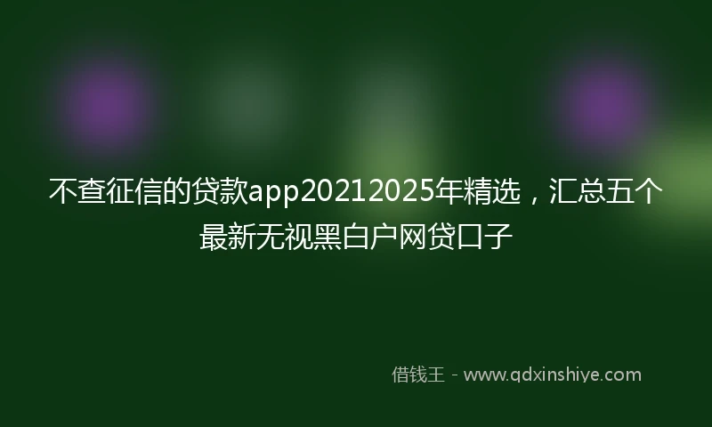 不查征信的贷款app20212025年精选，汇总五个最新无视黑白户网贷口子