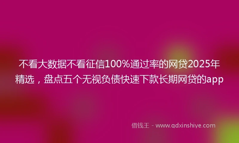 不看大数据不看征信100%通过率的网贷2025年精选，盘点五个无视负债快速下款长期网贷的app