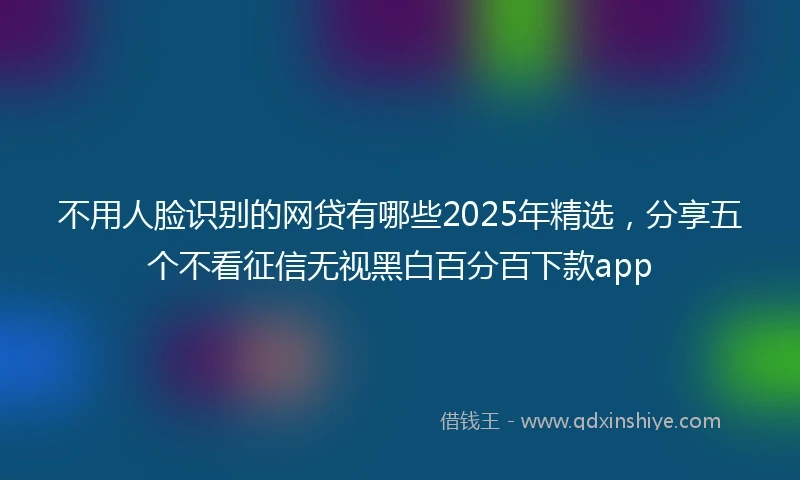 不用人脸识别的网贷有哪些2025年精选，分享五个不看征信无视黑白百分百下款app