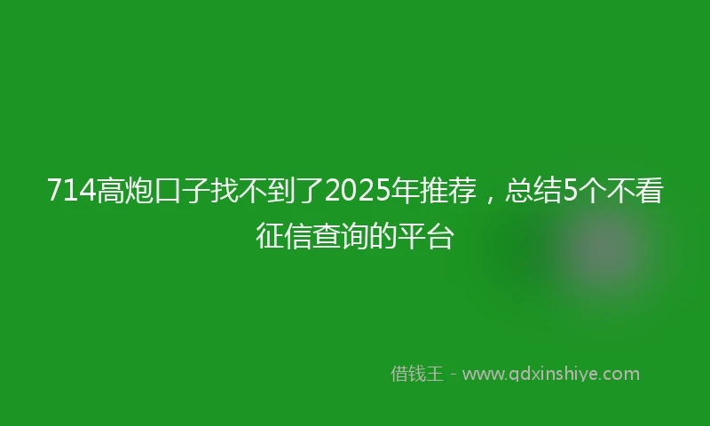 714高炮口子找不到了2025年推荐，总结5个不看征信查询的平台