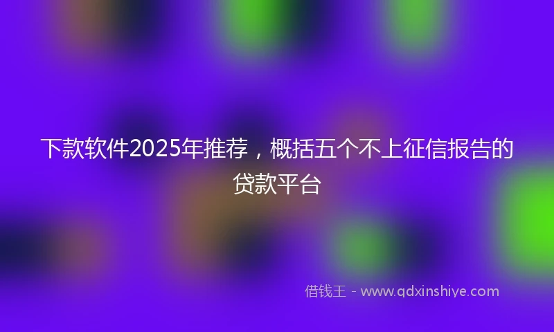 下款软件2025年推荐，概括五个不上征信报告的贷款平台