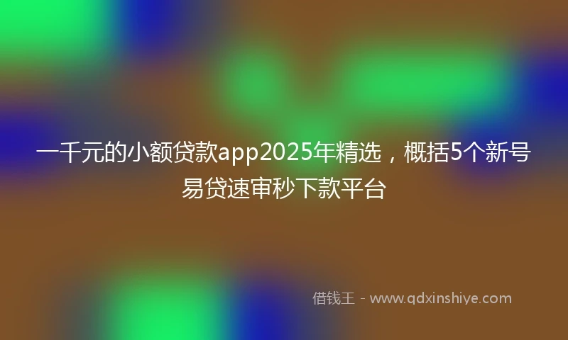 一千元的小额贷款app2025年精选，概括5个新号易贷速审秒下款平台