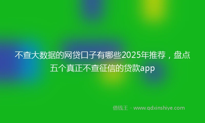 不查大数据的网贷口子有哪些2025年推荐,盘点五个真正不查征信的贷款app