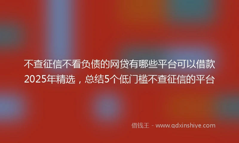 不查征信不看负债的网贷有哪些平台可以借款2025年精选,总结5个低门槛不查征信的平台