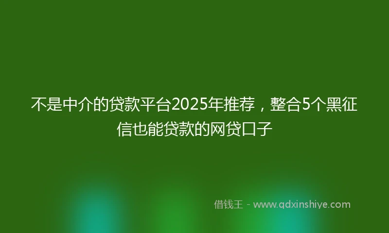 不是中介的贷款平台2025年推荐，整合5个黑征信也能贷款的网贷口子