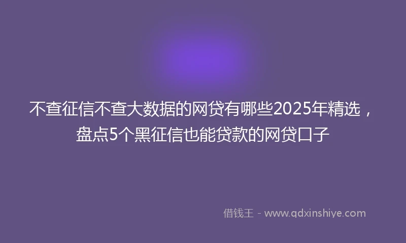 不查征信不查大数据的网贷有哪些2025年精选，盘点5个黑征信也能贷款的网贷口子