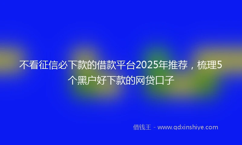 不看征信必下款的借款平台2025年推荐，梳理5个黑户好下款的网贷口子