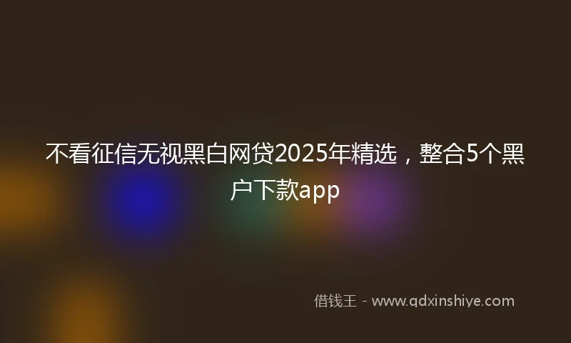 不看征信无视黑白网贷2025年精选，整合5个黑户下款app