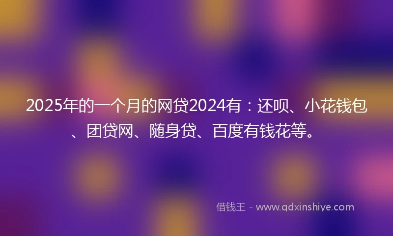 2025年的一个月的网贷2024有：还呗、小花钱包、团贷网、随身贷、百度有钱花等。