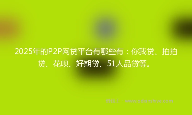 2025年的P2P网贷平台有哪些有：你我贷、拍拍贷、花呗、好期贷、51人品贷等。
