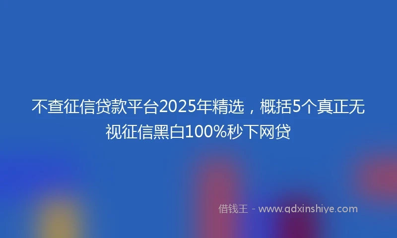 不查征信贷款平台2025年精选，概括5个真正无视征信黑白100%秒下网贷