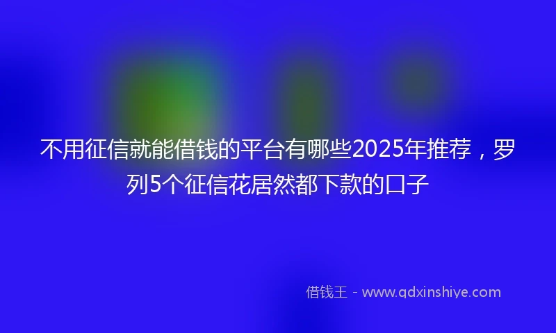 不用征信就能借钱的平台有哪些2025年推荐，罗列5个征信花居然都下款的口子