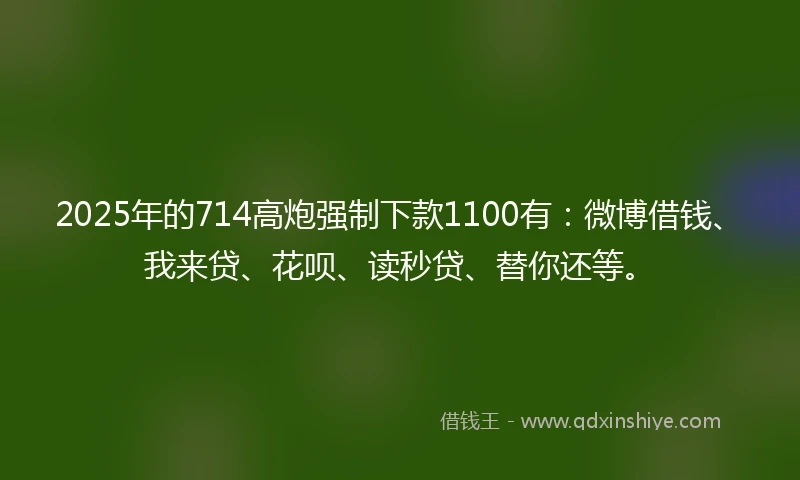 2025年的714高炮强制下款1100有：微博借钱、我来贷、花呗、读秒贷、替你还等。